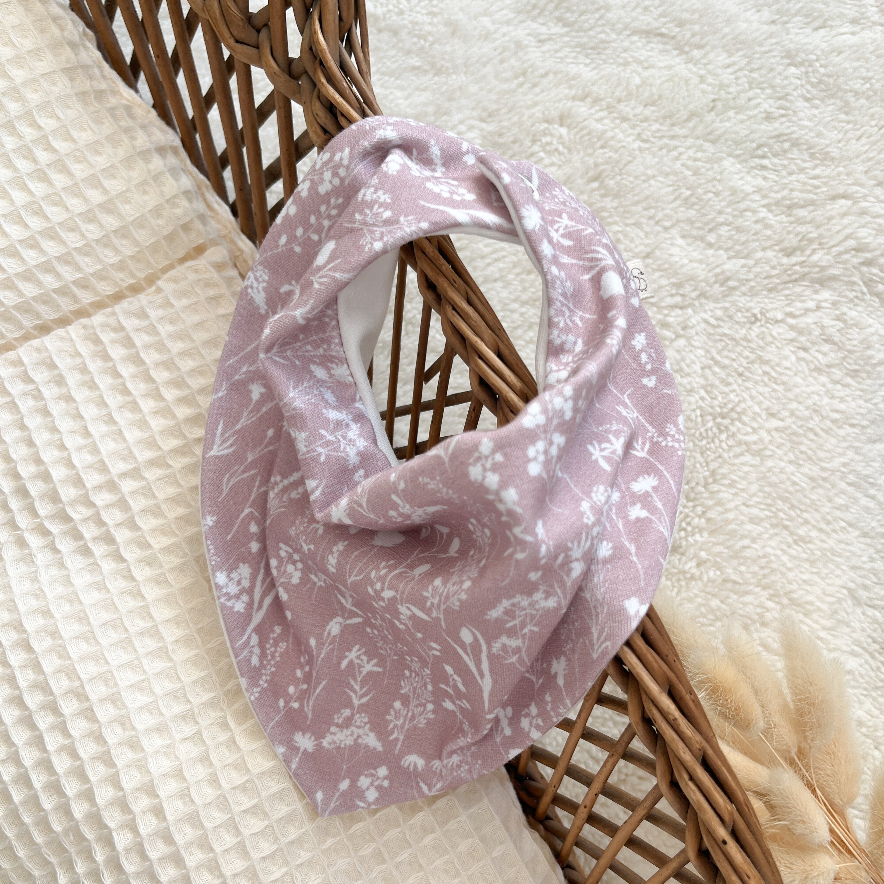 Bavoir bandana bébé – Fleurs roses