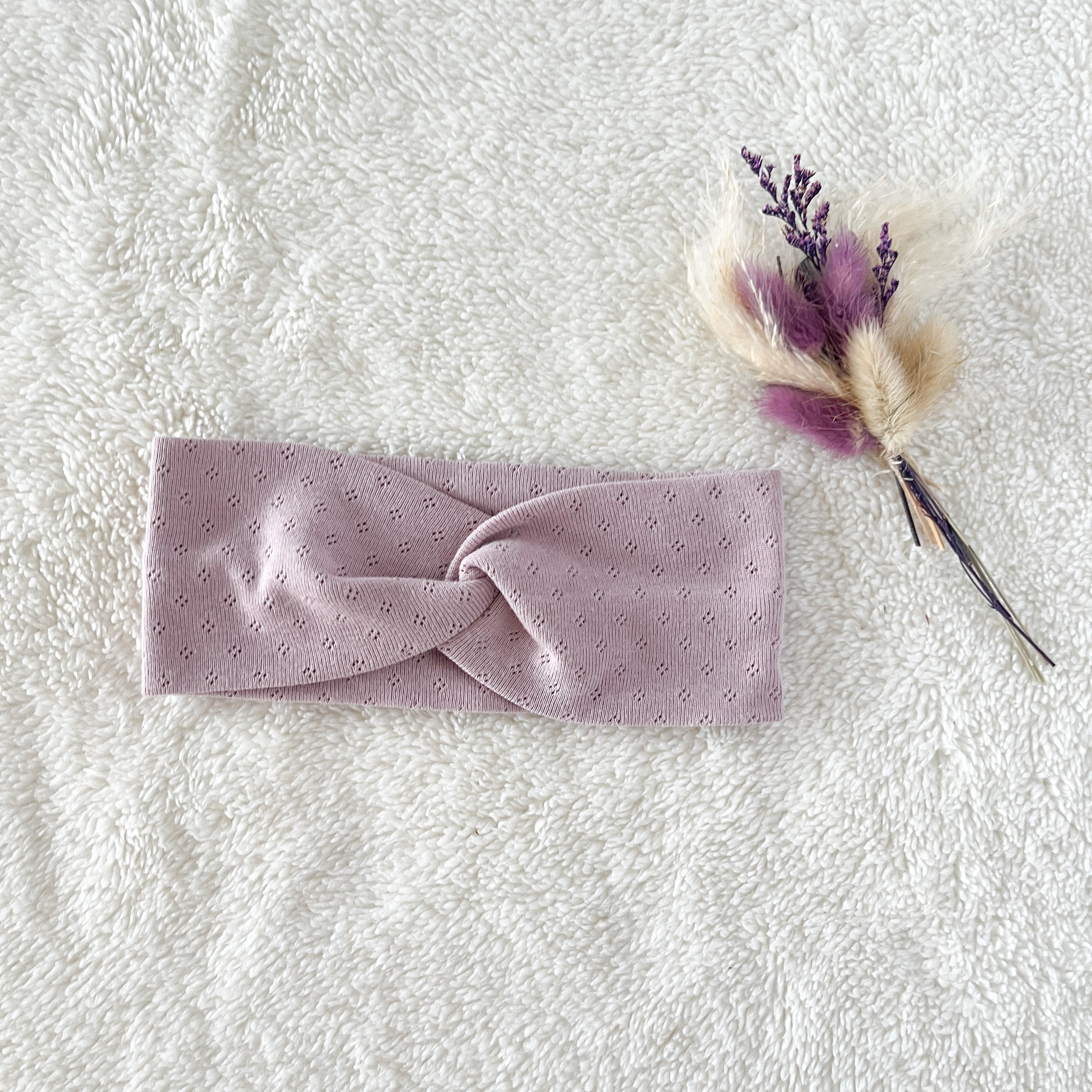 Bandeau en pointelle rose – Bébé, enfant et fille