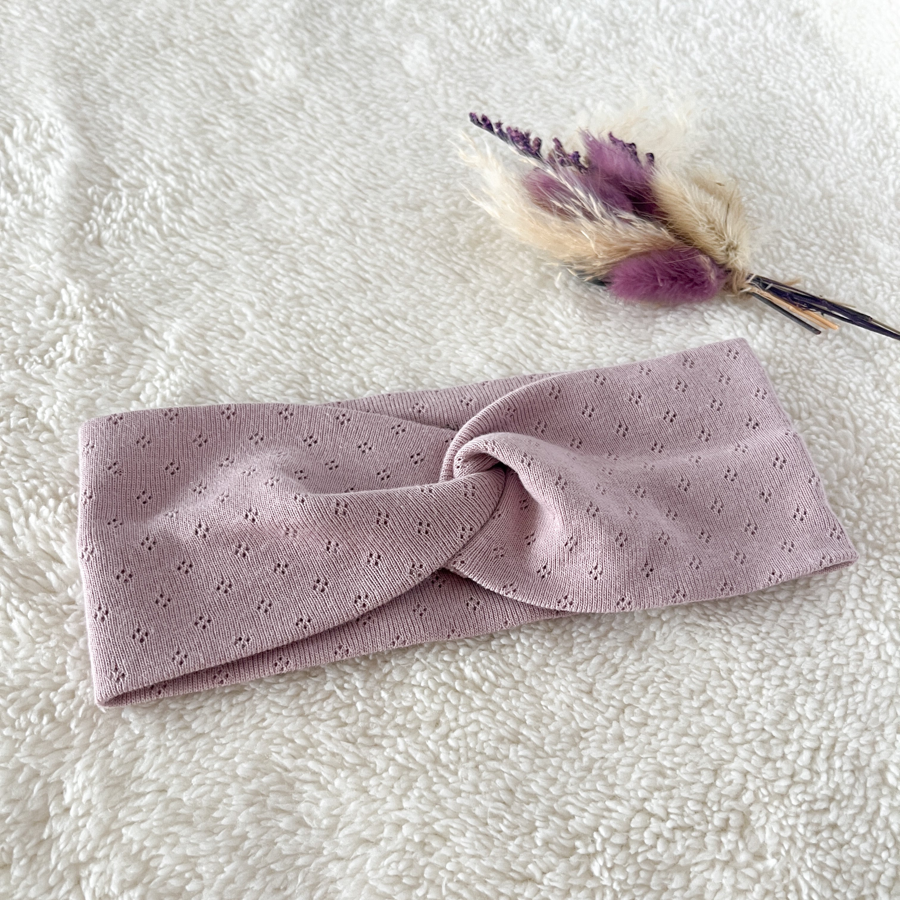 Bandeau en pointelle rose – Bébé, enfant et fille