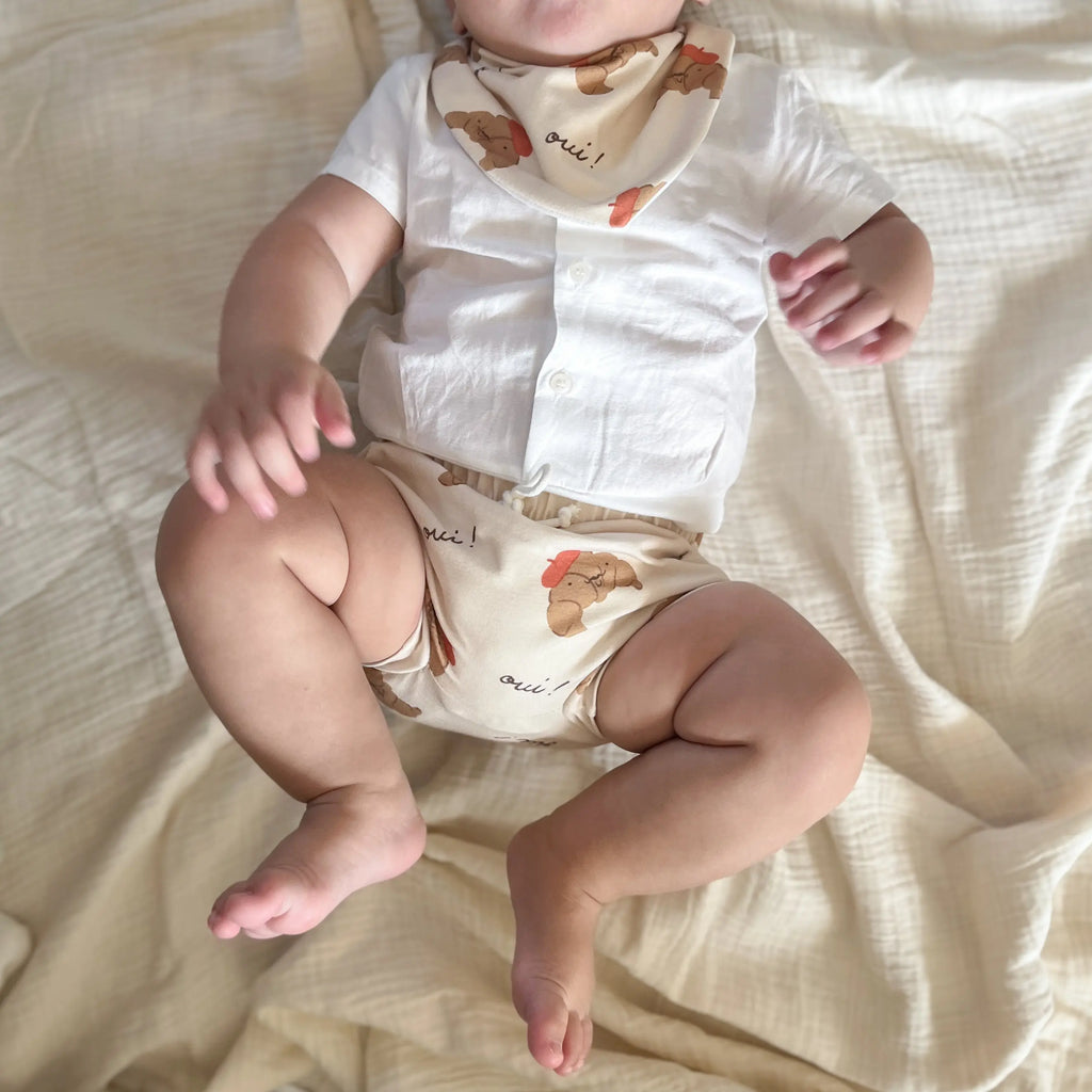 Bavoir Bandana pour bébé - imprimé croissants   Maison Piou Piou