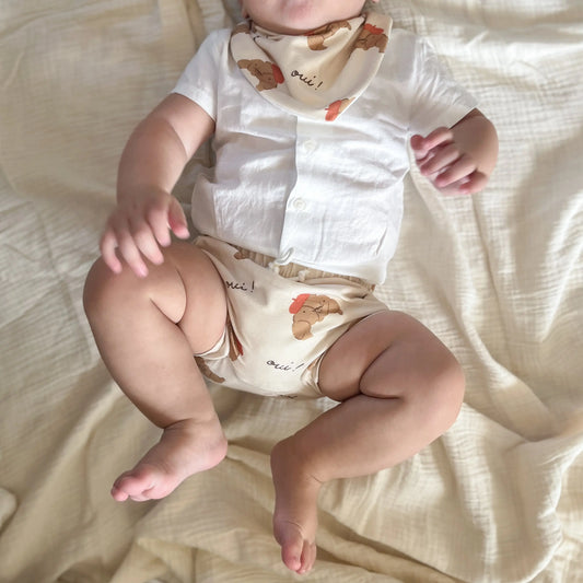 Bavoir Bandana pour bébé - imprimé croissants   Maison Piou Piou