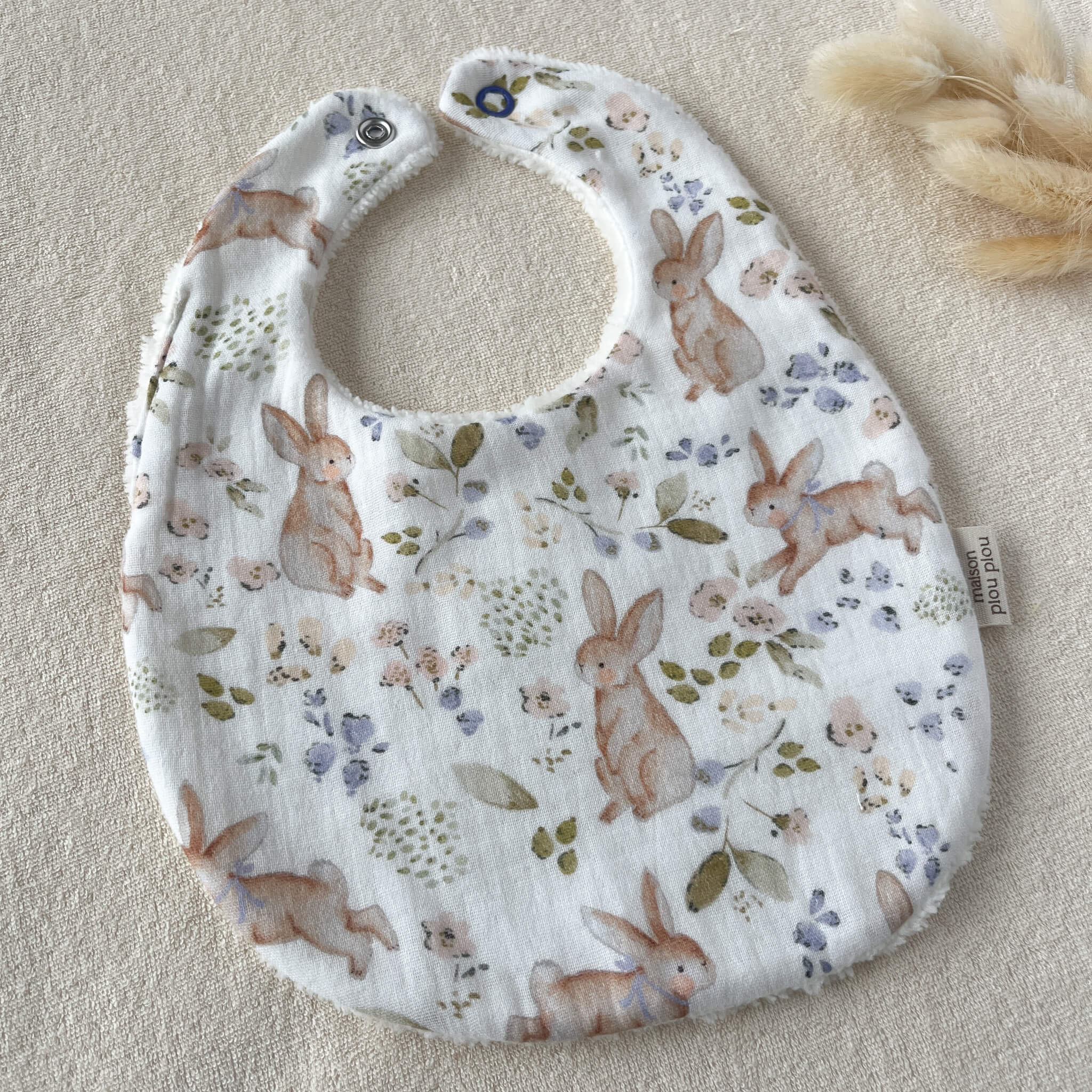 Bavoir bébé double gaze bambou  – allaitement et biberon fait main Maison Piou Piou