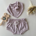 Bavoir Bandana et blommer pour Bébé fille en Pointelle Rose fait main en france cadeau artisanal