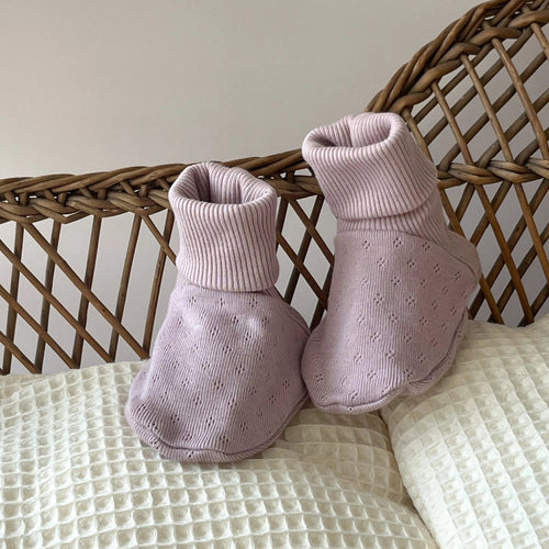 Chaussons en tissu pour bébé  12-18M / Pointelle Rose Maison Piou Piou