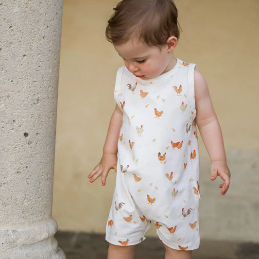 Combinaison bébé – motif petites poules   Maison Piou Piou