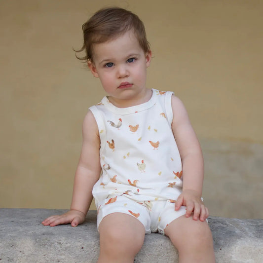 Combinaison bébé – motif petites poules   Maison Piou Piou