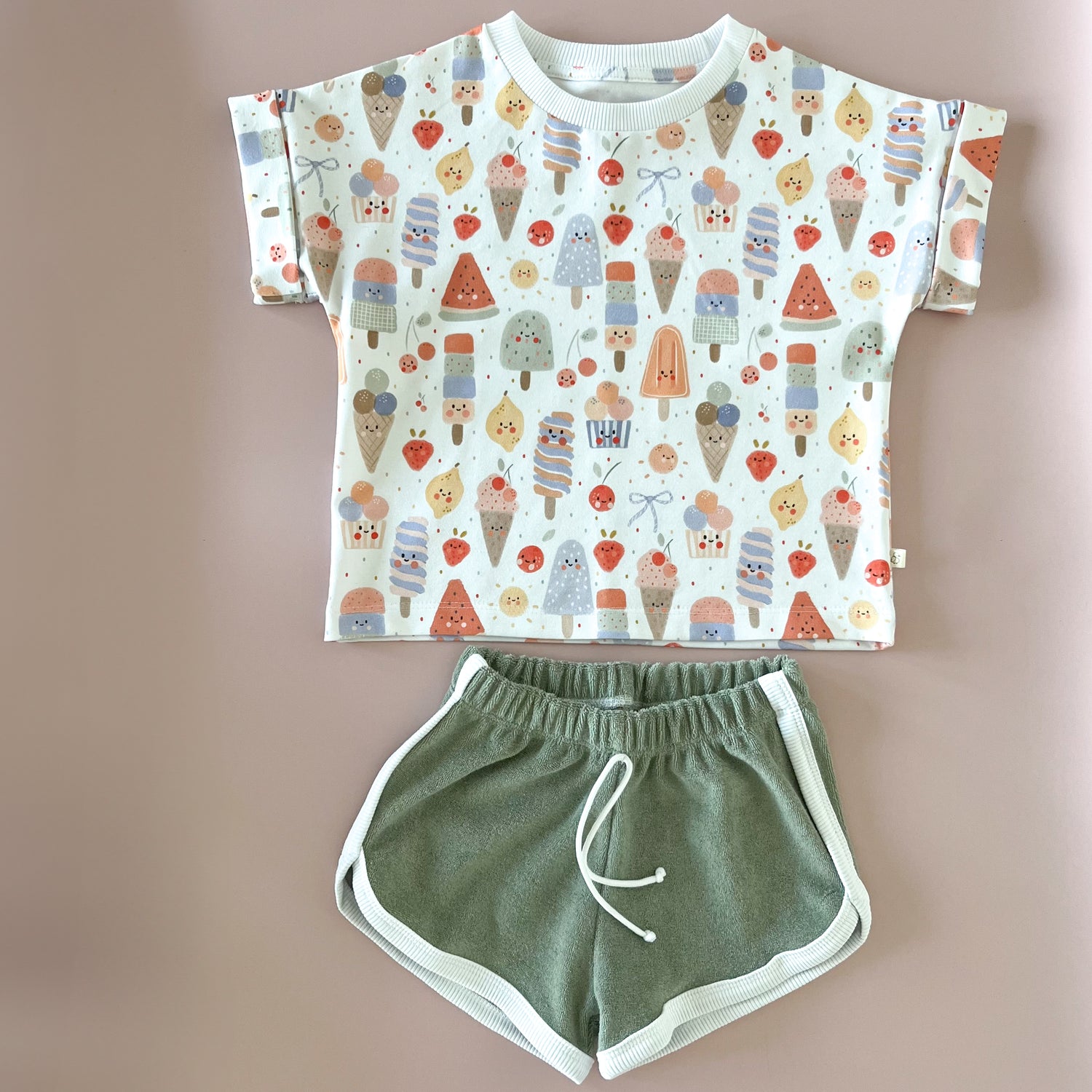 Ensemble t-shirt et short en éponge – Sunny Scoops - Maison Piou Piou