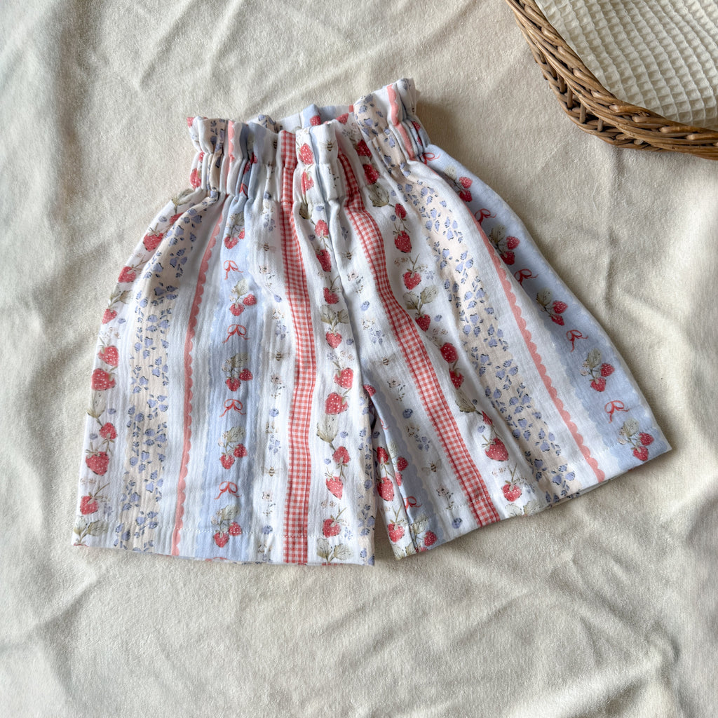 Girls' wide-leg trousers in cotton double gauze