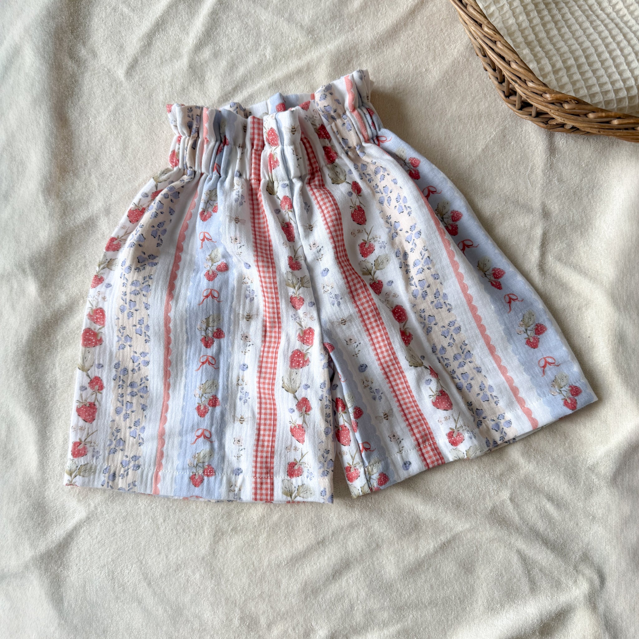 Pantalon large fille en double gaze de coton