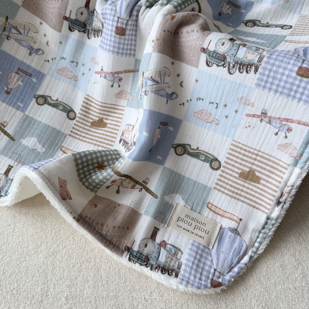 Baby bath cape in cotton gauze and bamboo terry - Pattern of choice