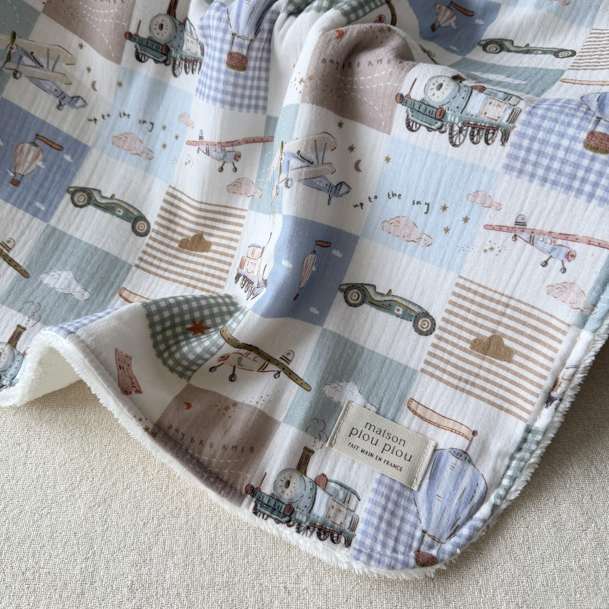 Cape de bain bébé en gaze de coton et éponge bambou - Motif au choix