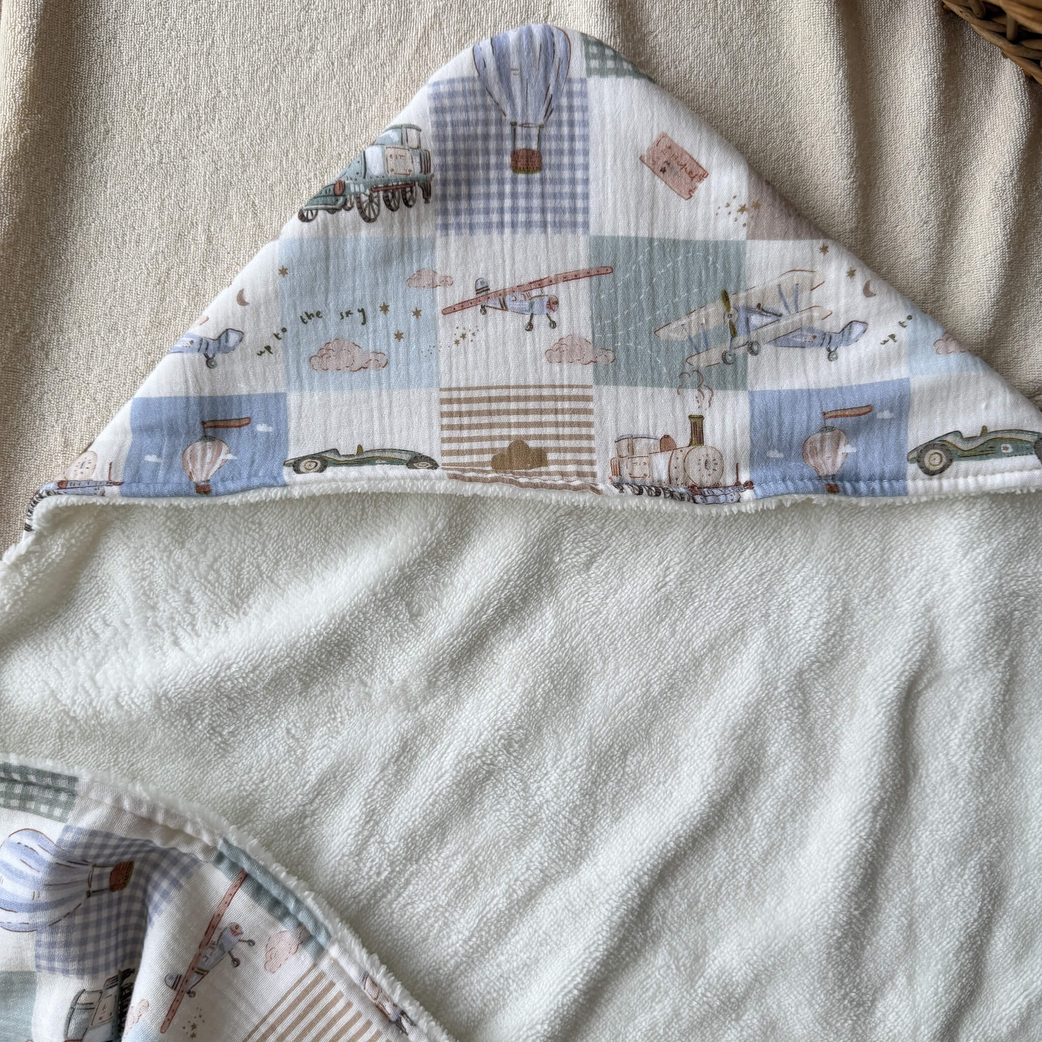 Cape de bain bébé en gaze de coton et éponge bambou - Motif au choix
