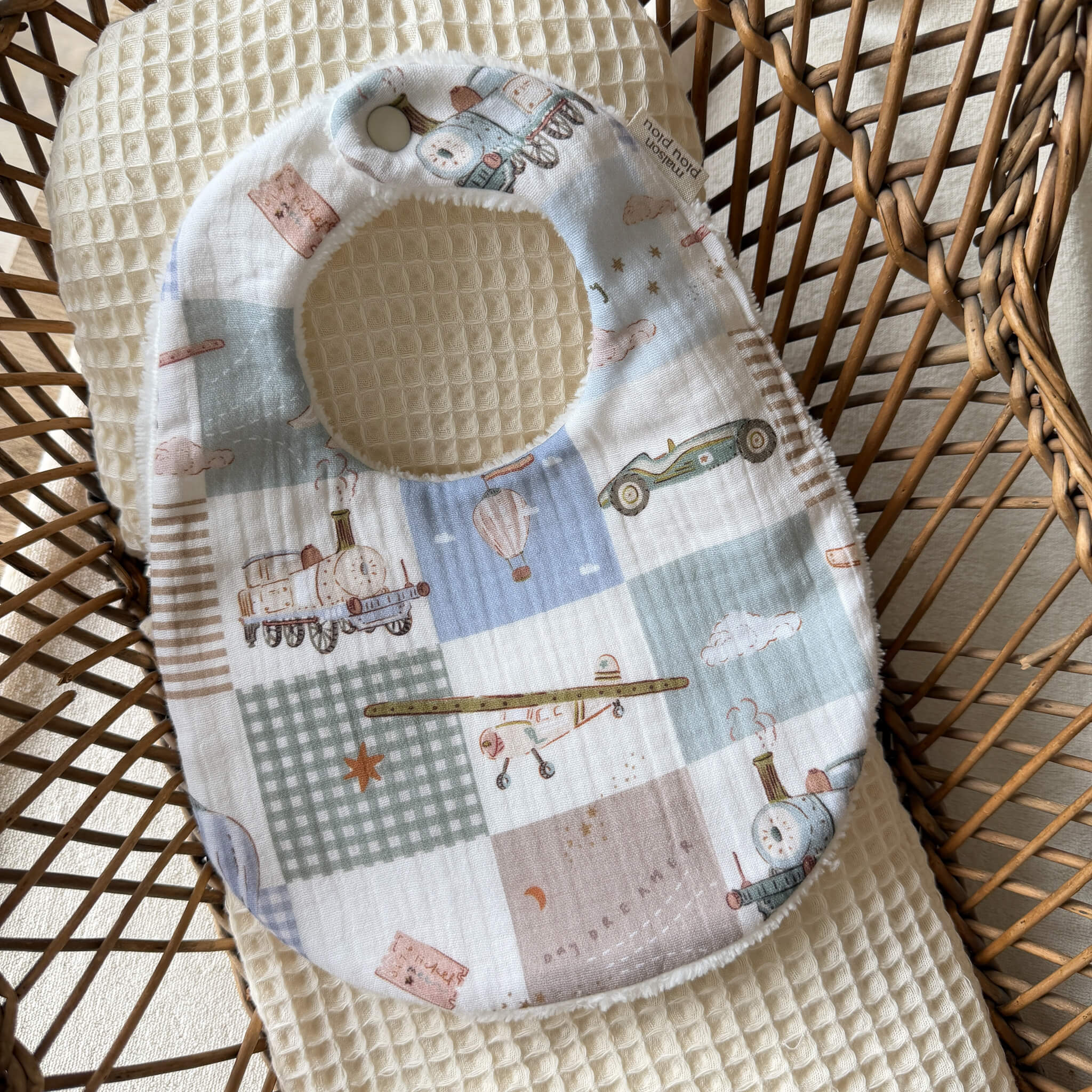 Bavoir bébé en double gaze et micro-éponge bambou