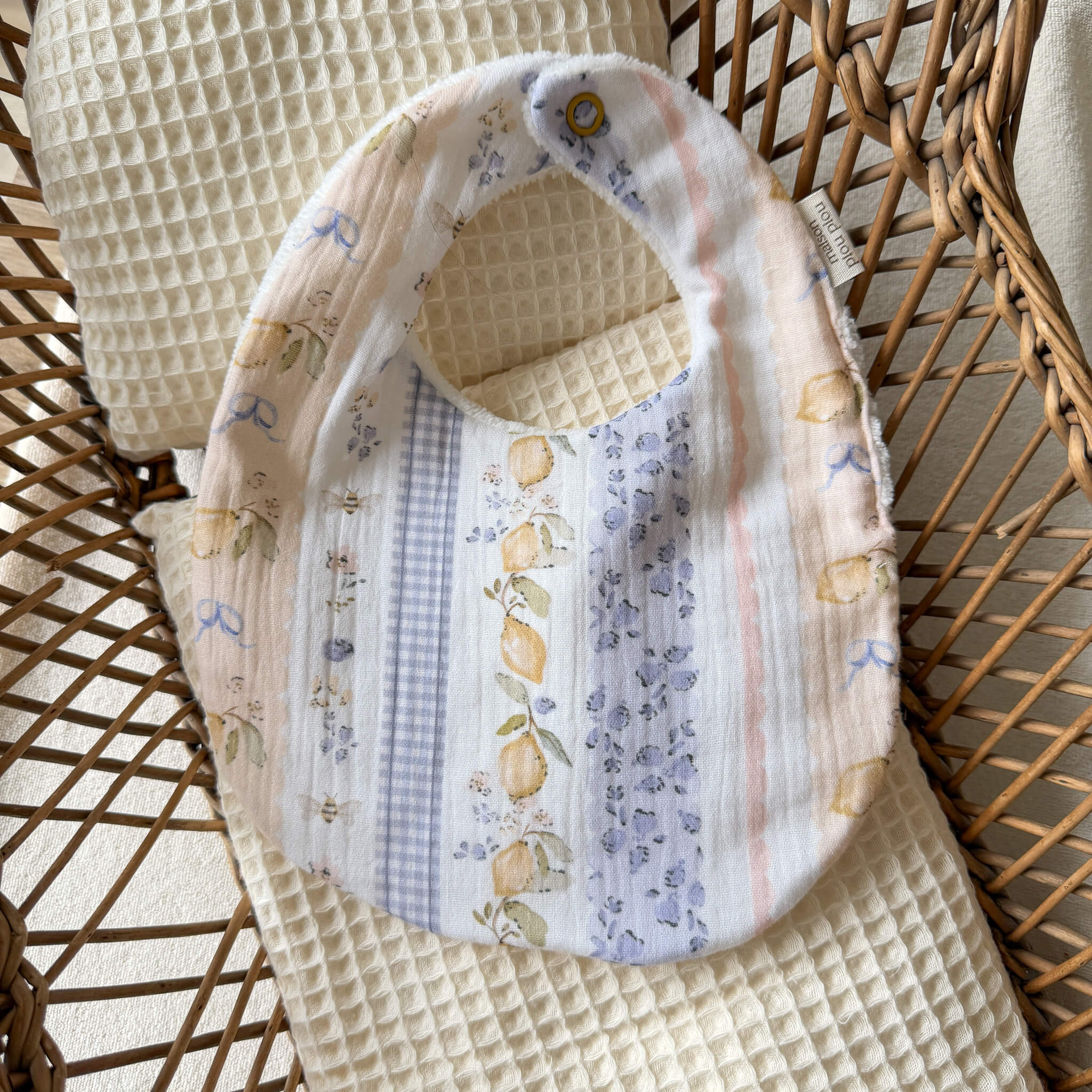 Bavoir bébé en double gaze et micro-éponge bambou