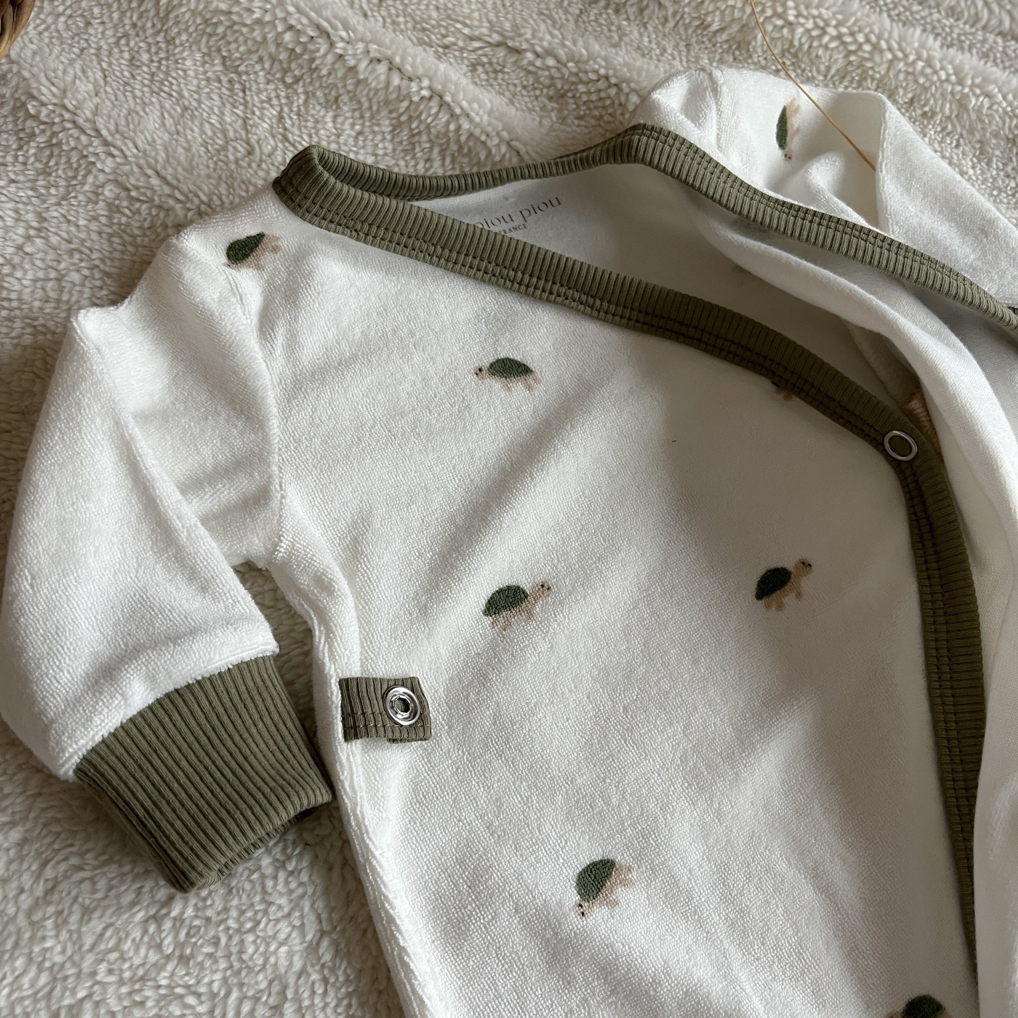 Pyjama bébé cache-cœur en éponge du coton - Tortues