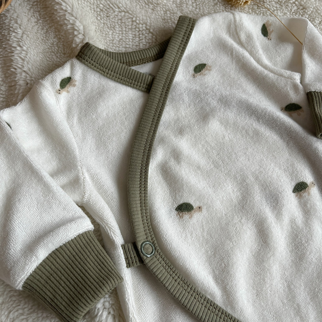 Pyjama bébé cache-cœur en éponge du coton - Tortues