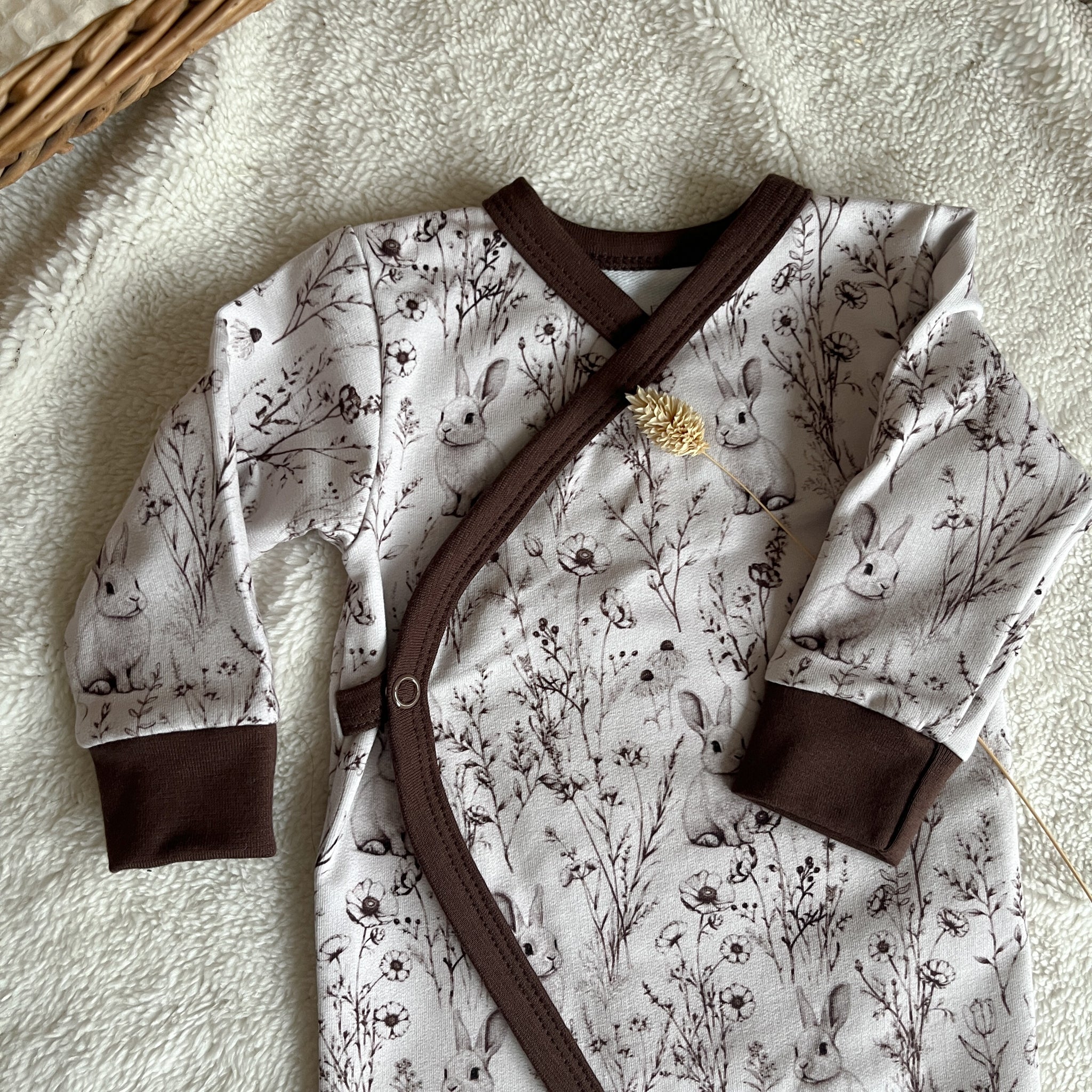 Pyjama bébé en maille bouclette imprimé Lapins