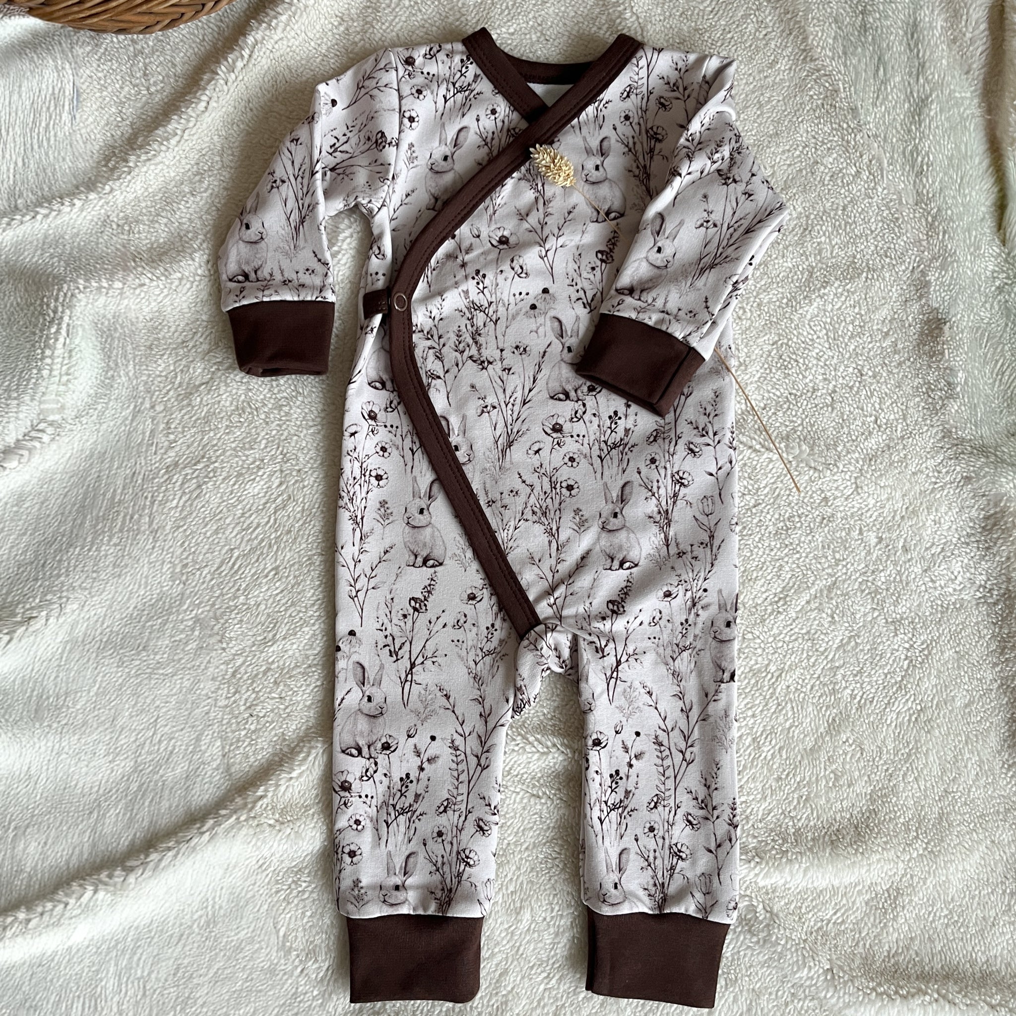 Pyjama bébé en maille bouclette imprimé Lapins