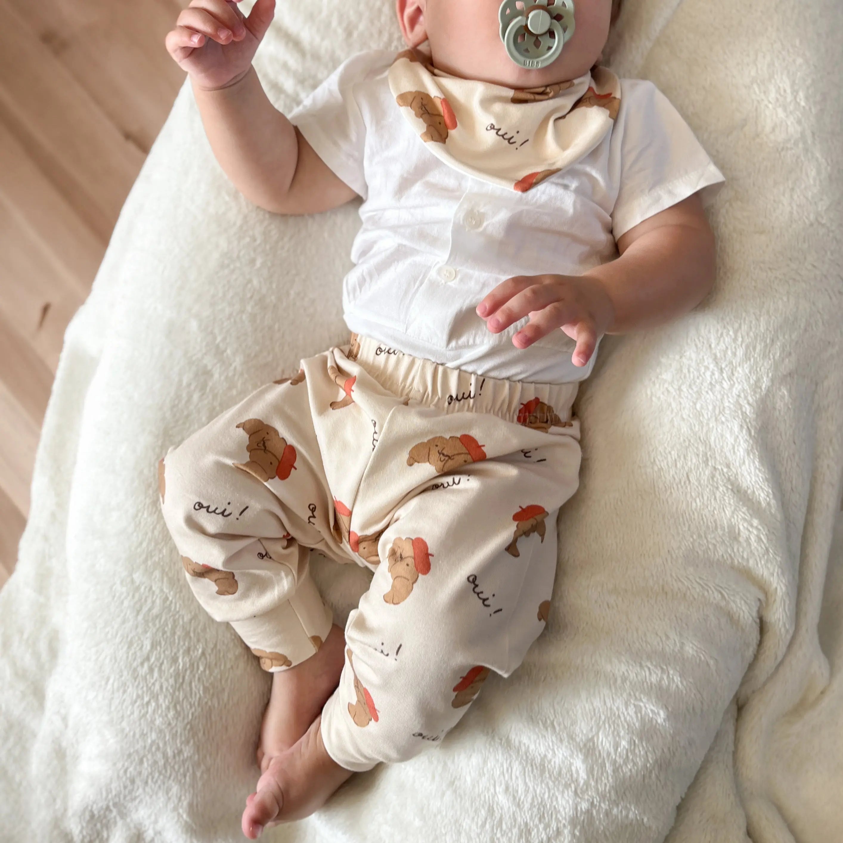 Pantalon unisex en jersey - imprimé croissants   Maison Piou Piou