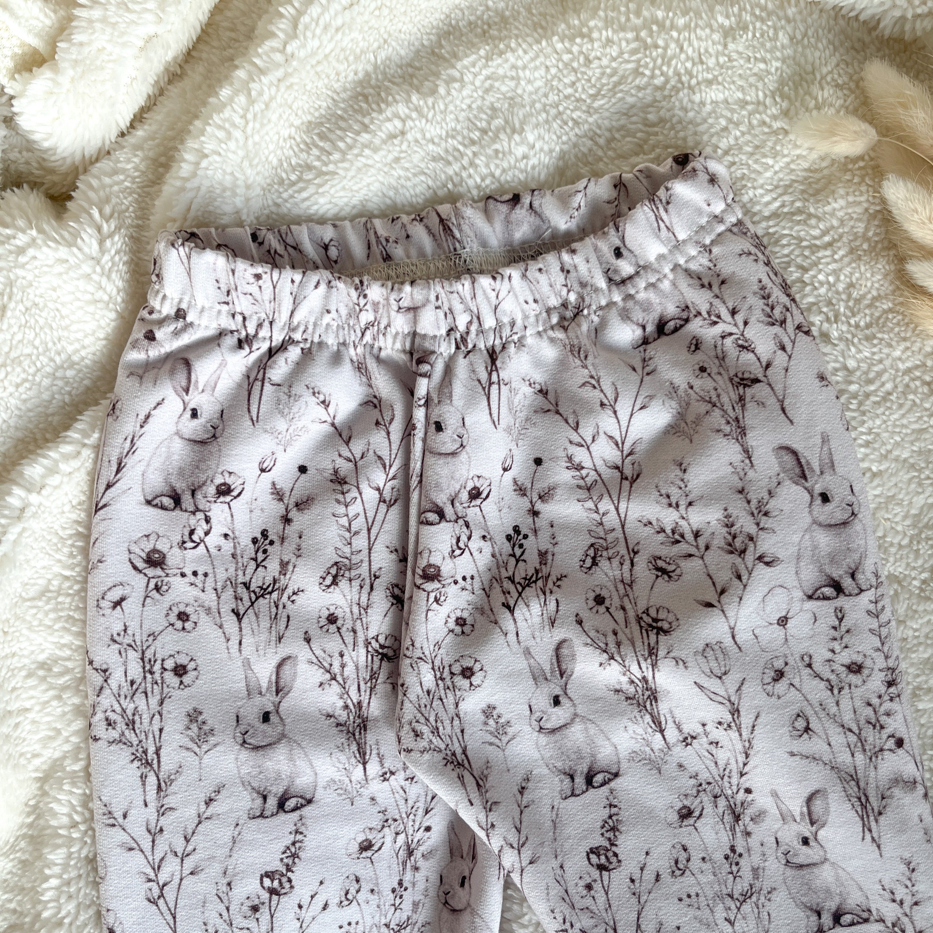 Pantalon bébé maille bouclette -imprimé Lapins