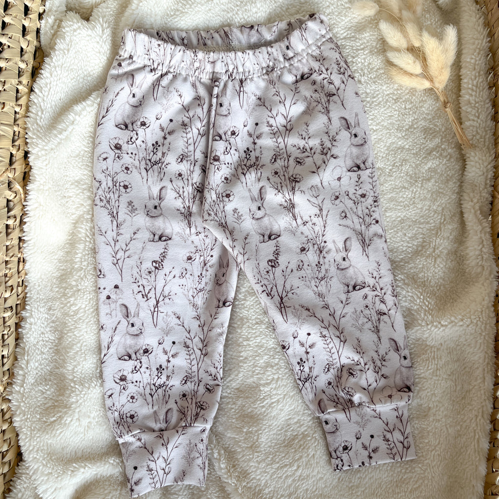 Pantalon bébé maille bouclette -imprimé Lapins