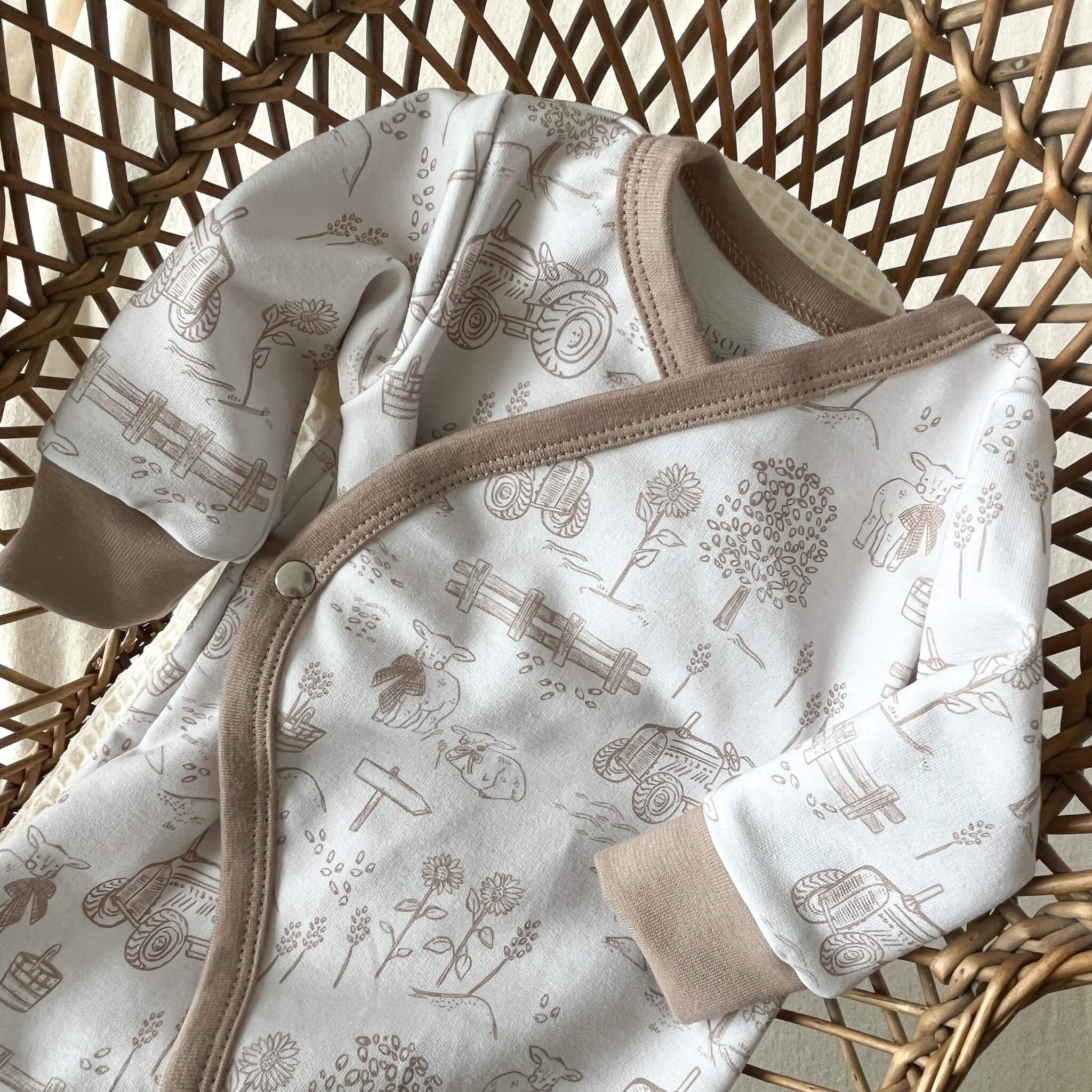 Pyjama bebe inspiré toile jouy fait main en france