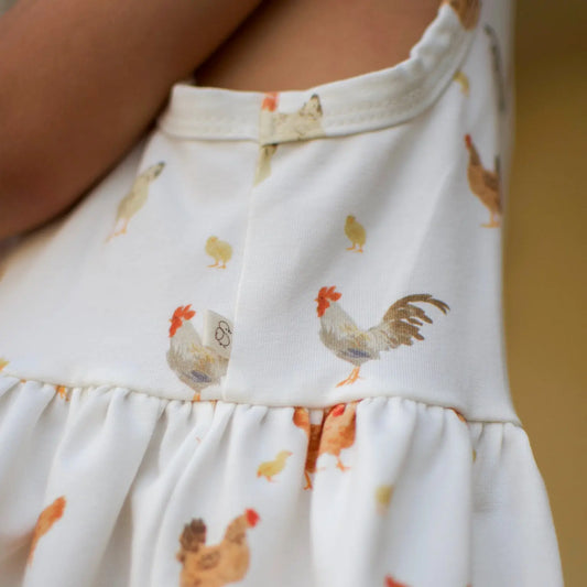 Robe sans manches – motif petites poules   Maison Piou Piou