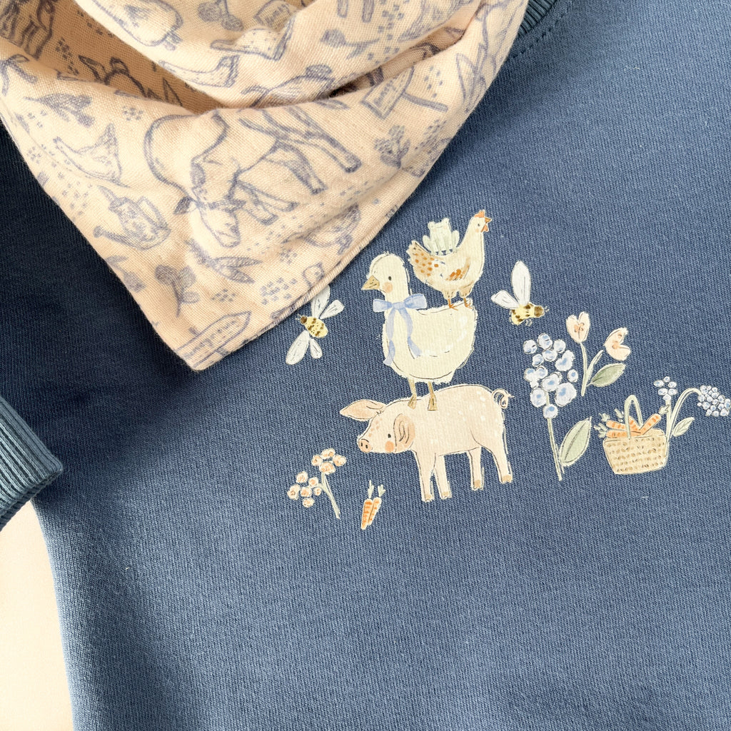Sweat bébé et enfant – Bleu Animaux de la Ferme