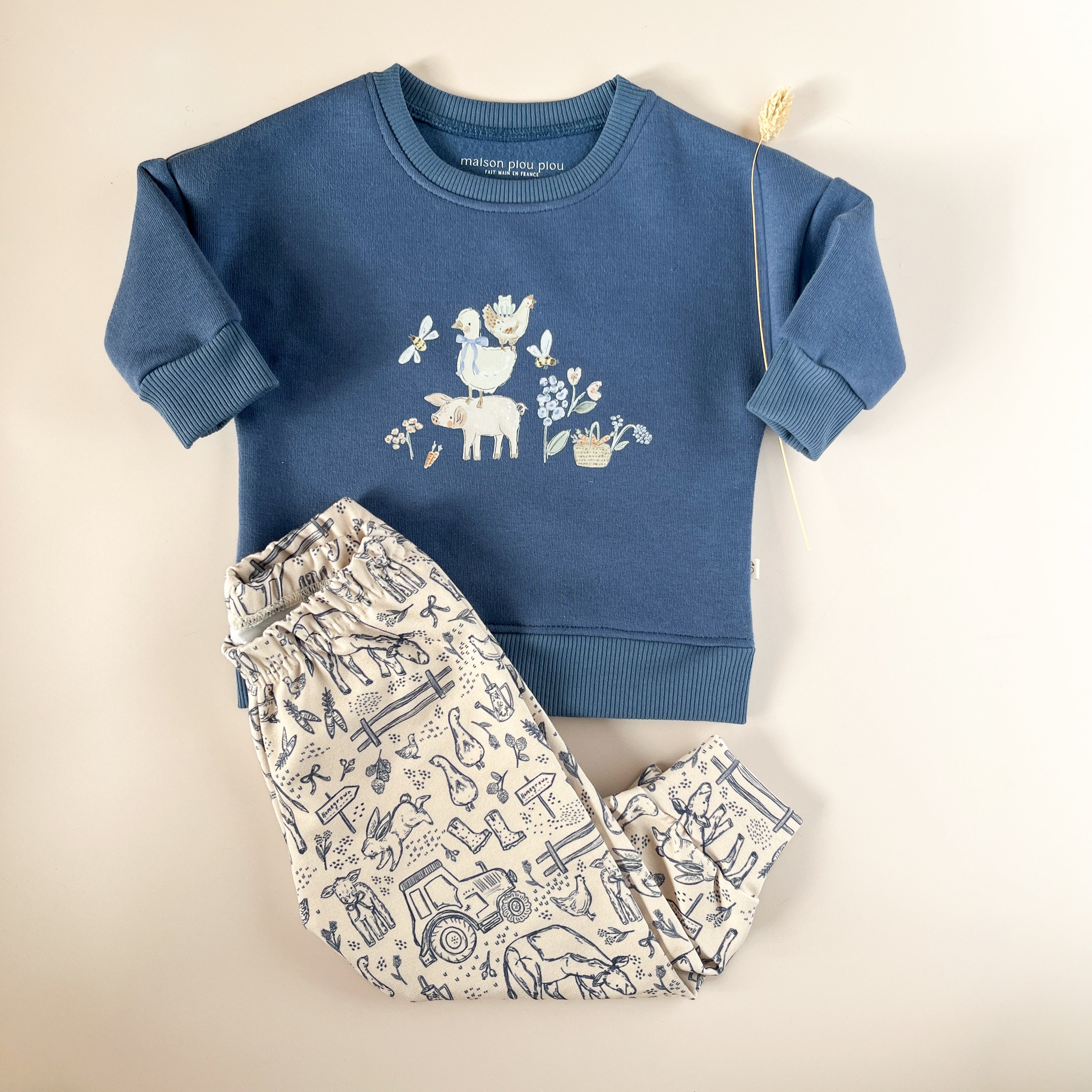 Sweat bébé et enfant – Bleu Animaux de la Ferme
