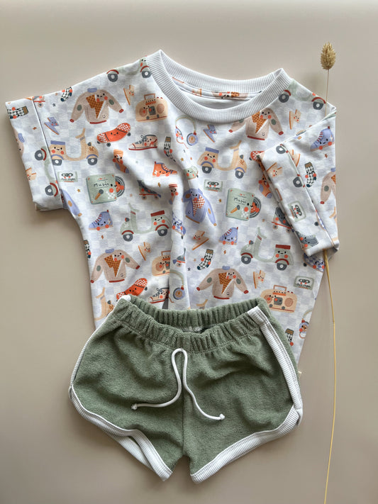 Shorts retro en éponge de coton