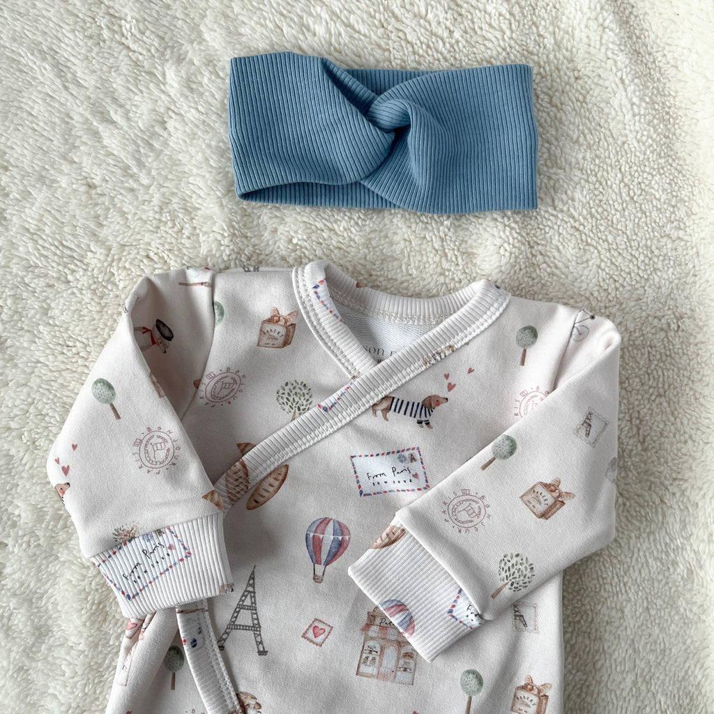 bandeau  pour cheveux bébé et enfant fille bleu fait main