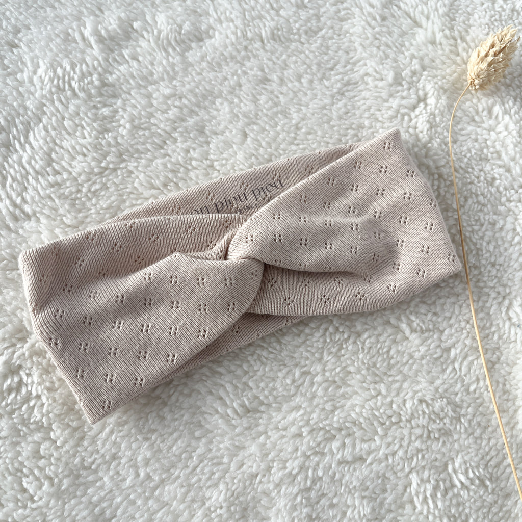 Bandeaux pour cheveux enfant bébé fille  en pointelle beige