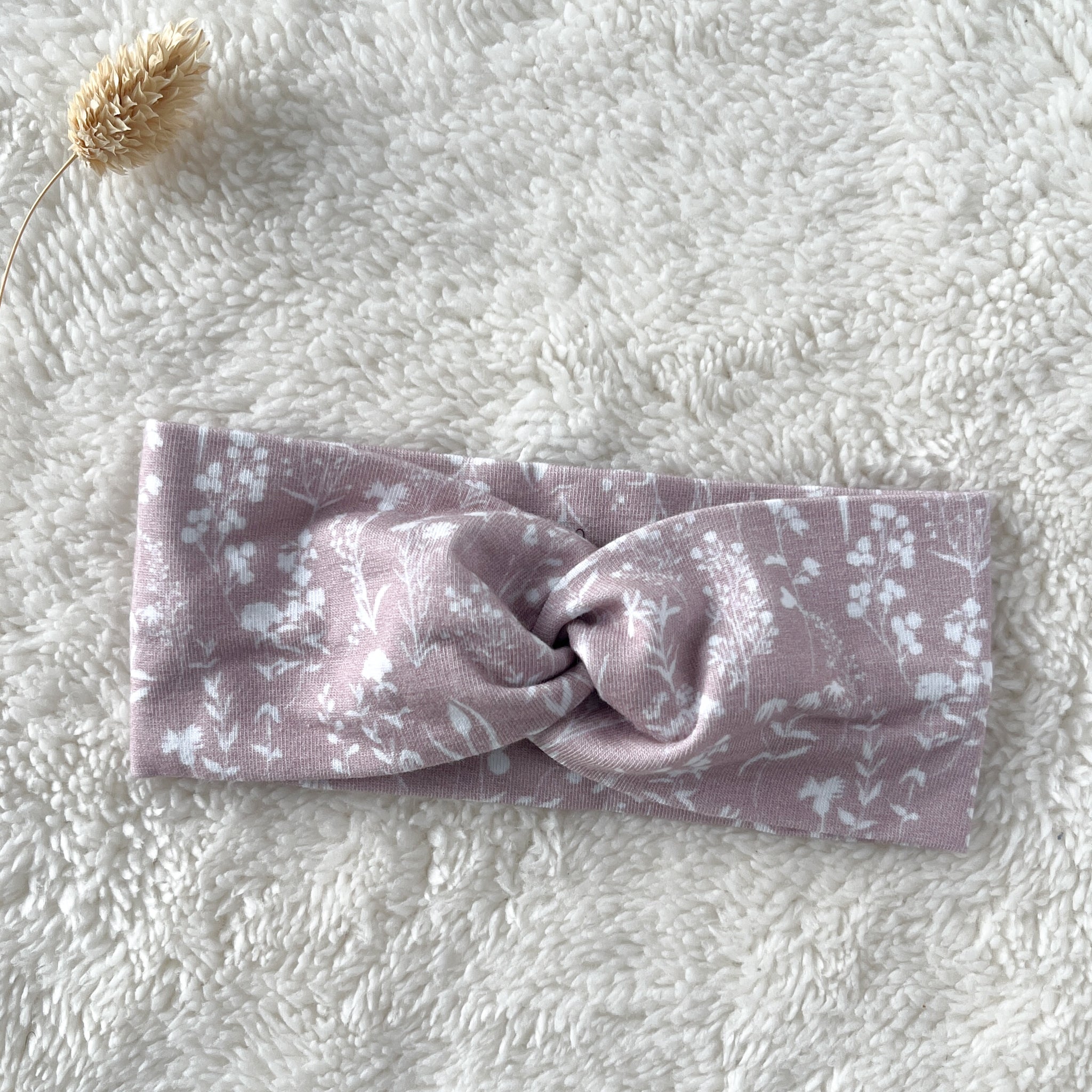 Bandeaux pour cheveux enfant bébé fille  en jersey motif fleurs roses en trois tailles fait main en france