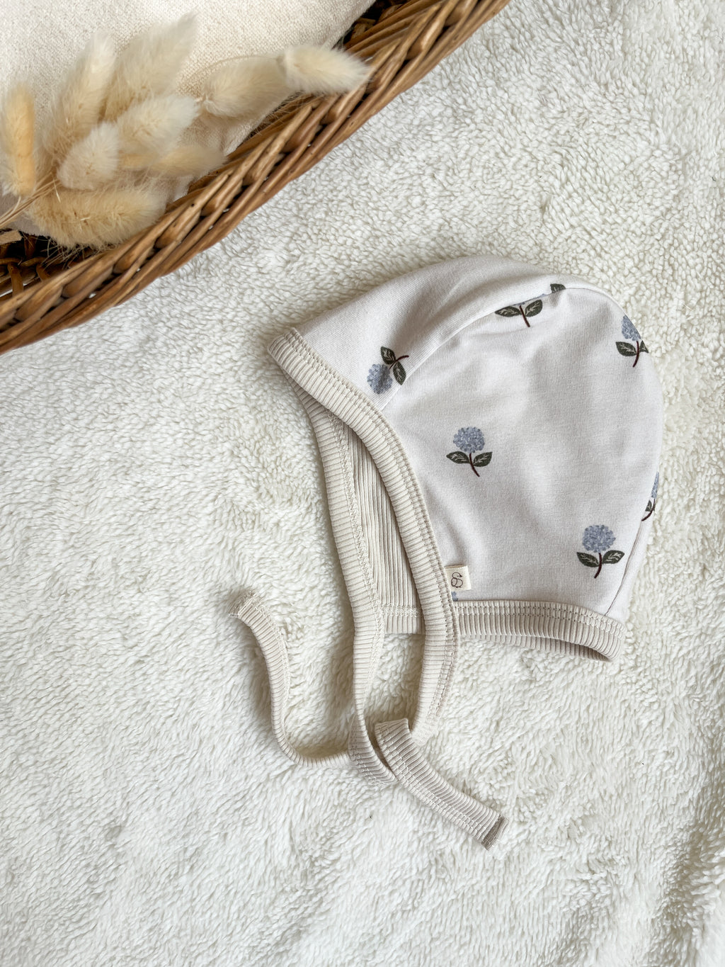 béguin doux pour bébé en jersey côtelé avec imprimé hortensias