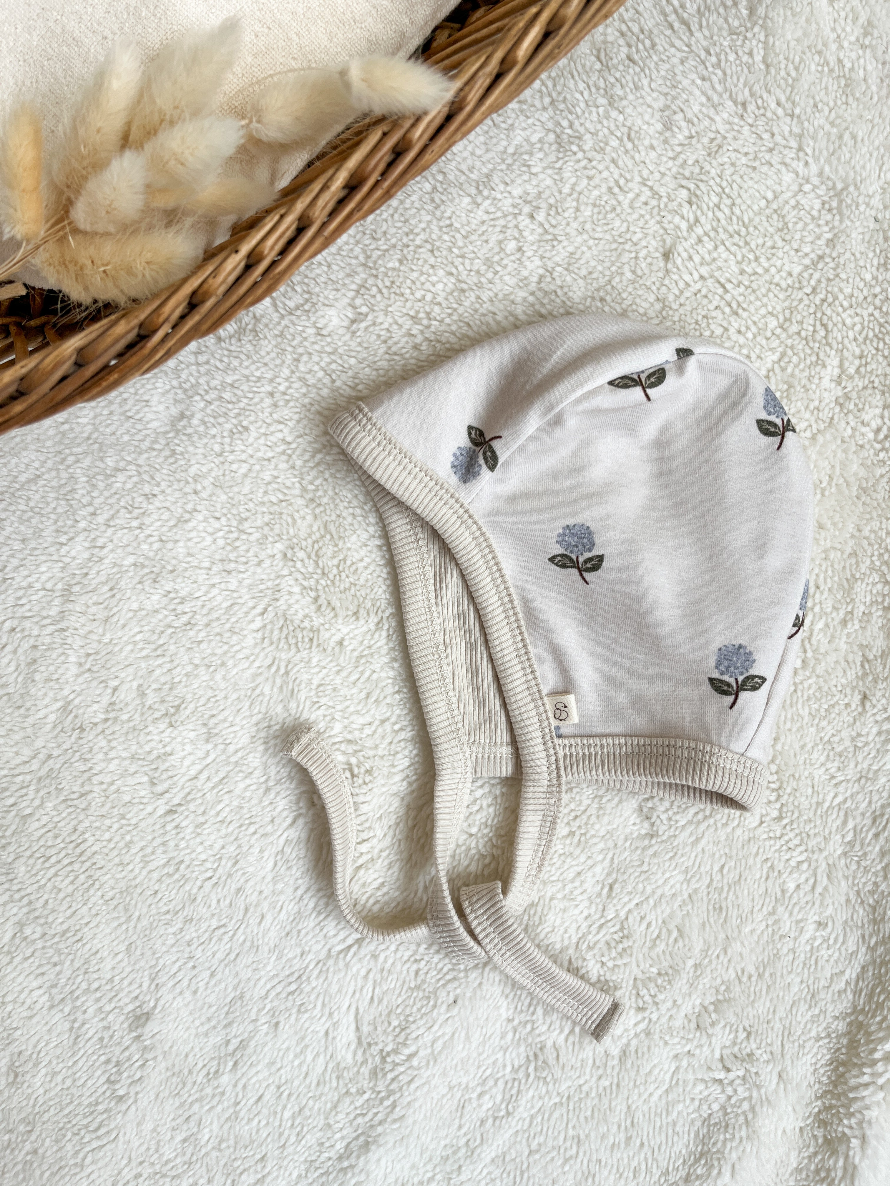 béguin doux pour bébé en jersey côtelé avec imprimé hortensias