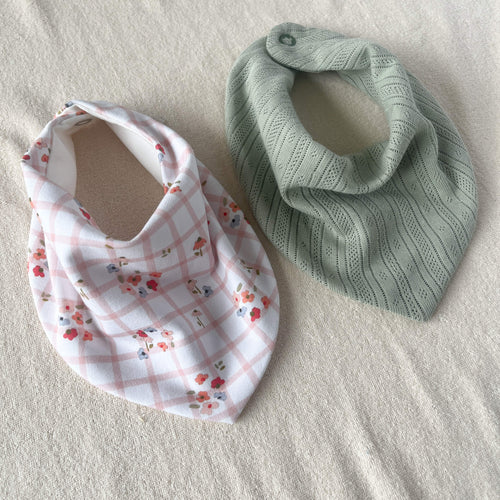 Duo bavoir bandana bébé coton fille
