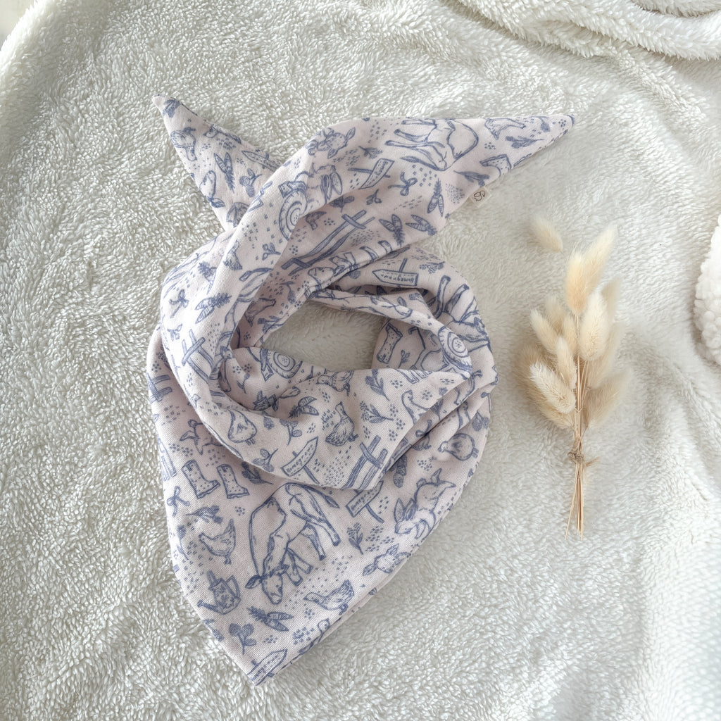 foulard bébé et enfant en double gaze douce, imprimé animaux de la ferme
