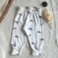 pantalon bébé avec petites voitures vintage pour gaçon en jersey fait main en france
