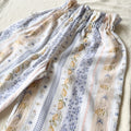 Pantalon large fille double gaze motif Citronnade posé à plat – fait main Maison Piou Piou
