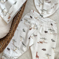 Pantalon bébé et enfant garçon motif safari animaux de la savane fait main en france