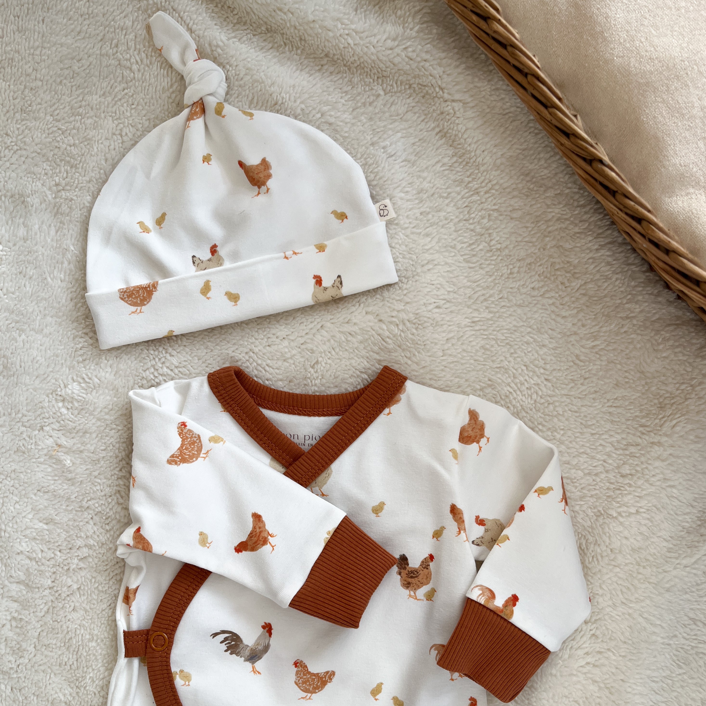 Pyjama bébé mixte jersey imprimé Poules & Poussins