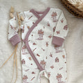 Pyjama bébé pour fille motif jardin fleuri ouverture devant enfilage facile fait main en france