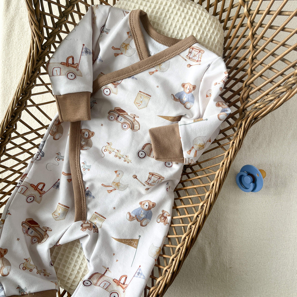 Pyjama bébé garçon sweat bouclette motif Jouets Vintage– fait main Maison Piou Piou