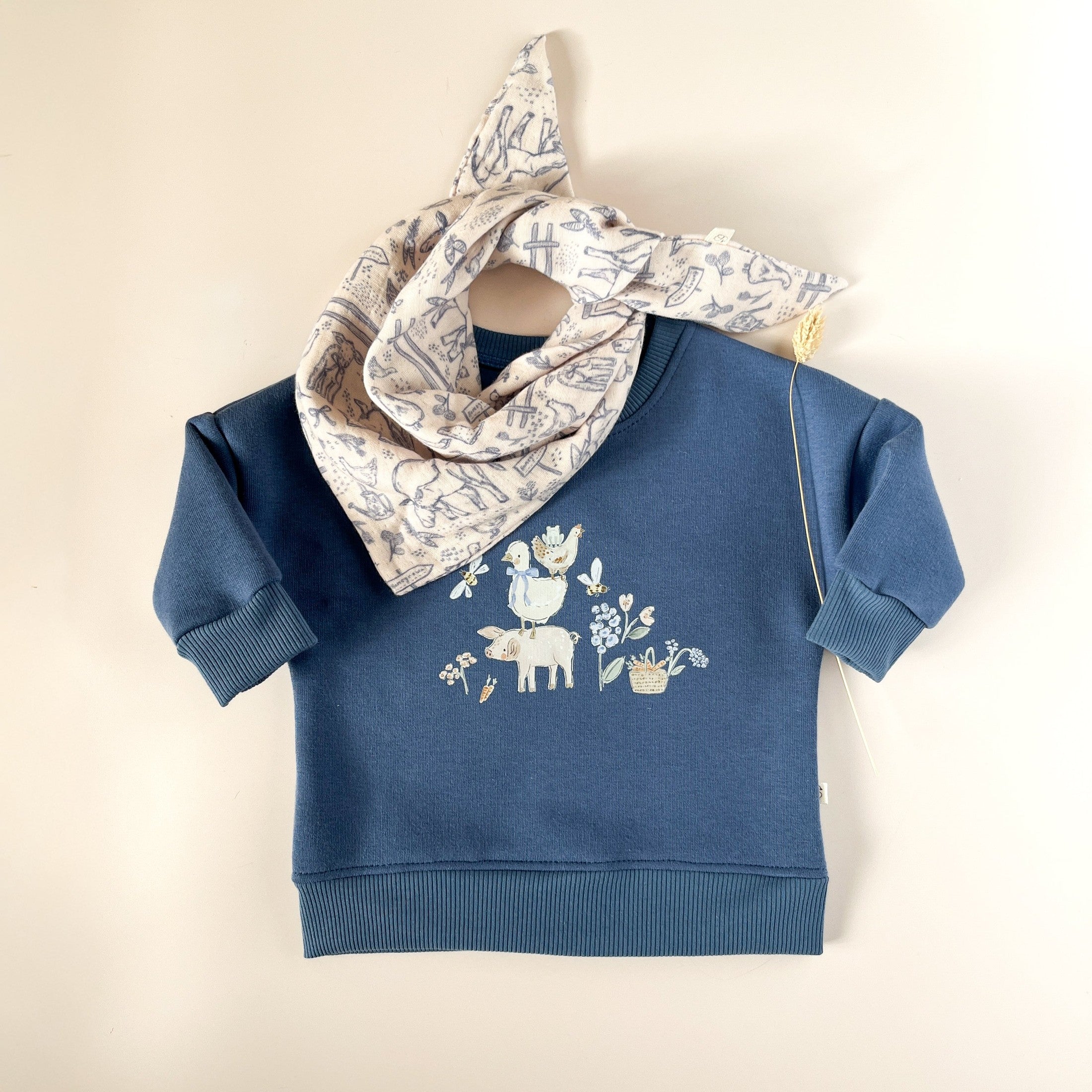 sweat molleton chaud motif animaux de la ferme, parfait pour l’hiver et fait main en France