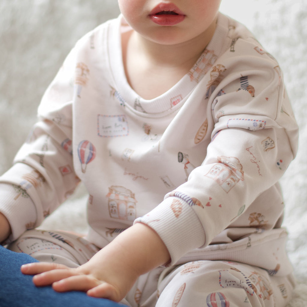 Sweat mi-saison bébé et enfant Bonjour Paris coupe confortable