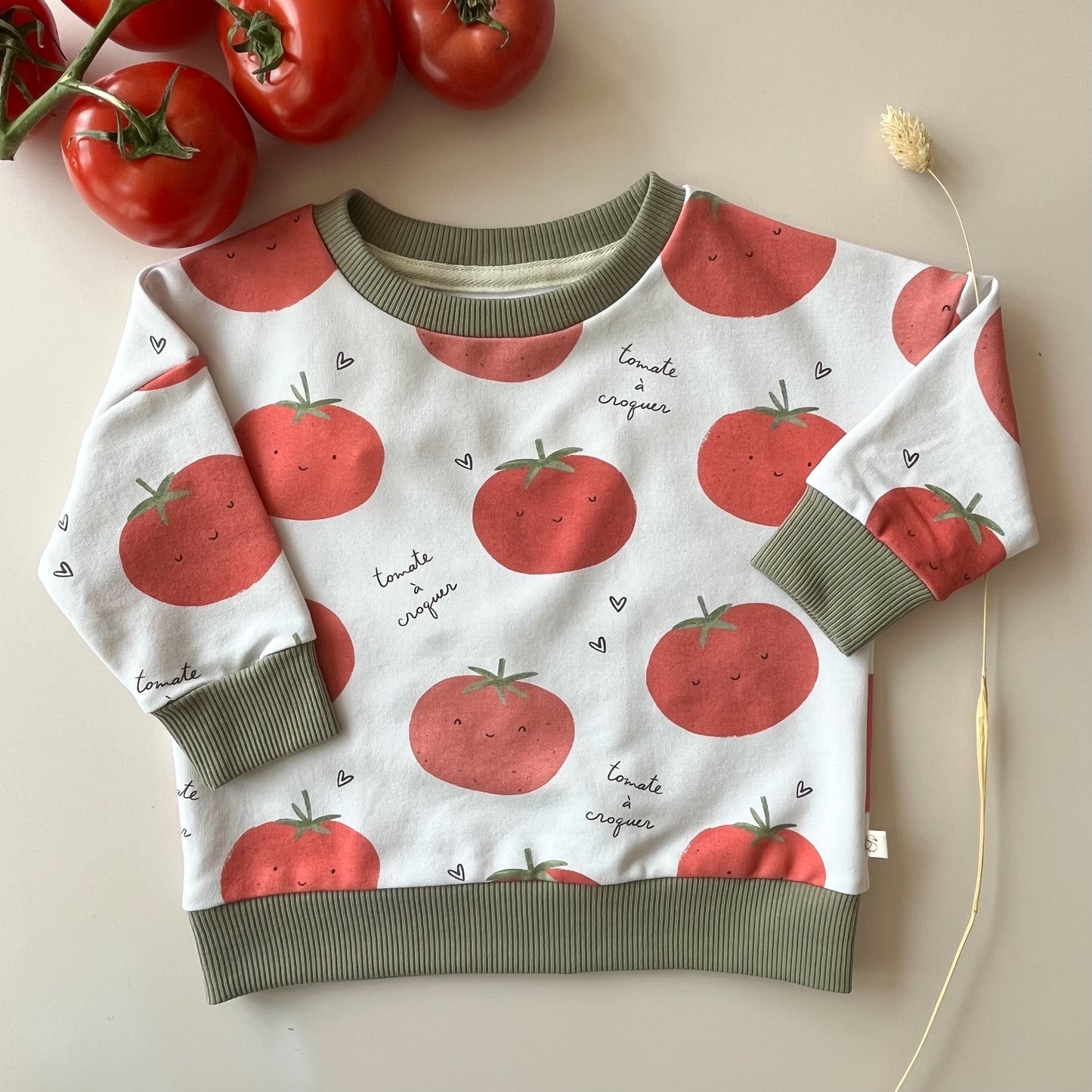 Sweat léger bébé enfant imprimé tomates