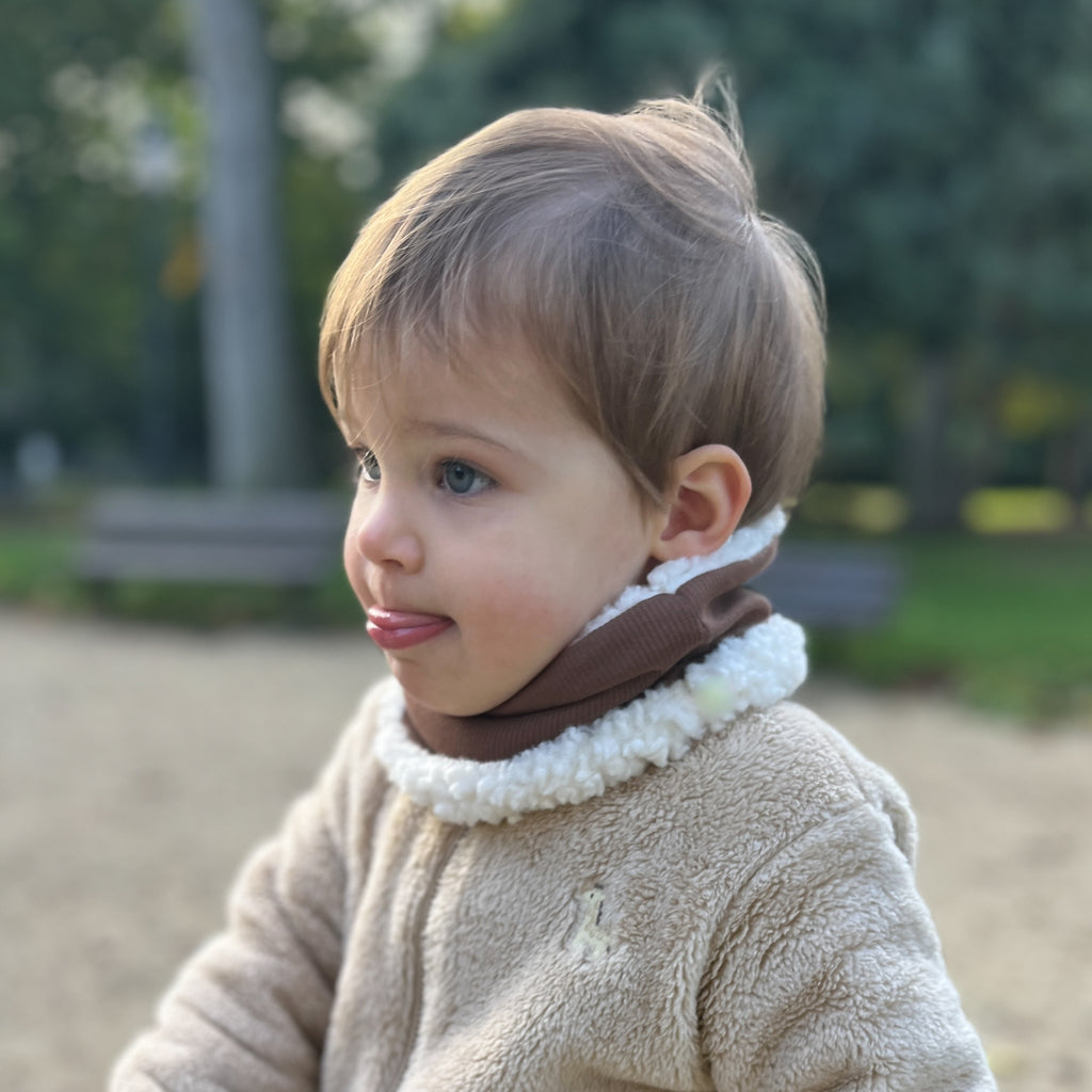 Tour de cou bébé et enfant en jersey et sherpa